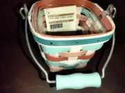 Longaberger 2014 Coral Reef Little Bucket Basket set MINT FREE SHIPPING!