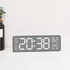Elegant Brushed Metal Alarm Clock with Temperature and Date Functionality
