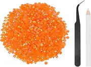 uxcell 2500pcs Flatback Rhinestones Resin, SS20 5mm Resin Rhinestones Bulk Round Shine Gems with Pickup Tools for DIY Nail Art Tumblers Mugs Clothes, Orange-Red