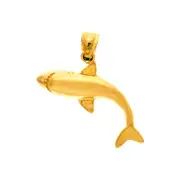 14K Gold 28MM Shark Pendant