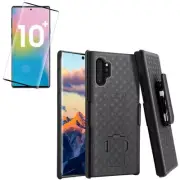 Galaxy Note 10 Plus Holster Case Belt Clip w Tempered Glass Screen Protector