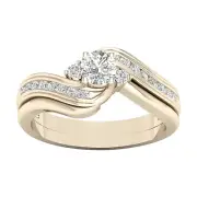 14k Yellow Gold Round Cut 0.5Ct Diamond Engagement Ring Size 9 Clarity I2