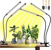 Clip on Led Grow Lights for Indoor Plants, Grow Light Strip Gooseneck Full Spectrum Sunlight Warm+White, with 3/9/12H Timer, 10 Dimming Modes for Seeds Succulent Hydroponics(2 Tubes)