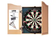 Unicorn Striker Home Dart Board Centre Cabinet & Board with 2 sets of Darts