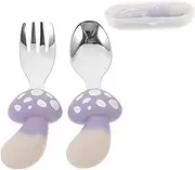 HONMEET Infant Feeding Spoon Scraping Spoon Toddler Fork Kit Set of 4 Utensils Training Tableware
