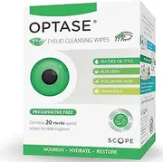 Optase Tea Tree Oil Eyelid Cleansing Wipes - for Daily Eyelid Hygiene & Relief for Blepharitis, Tired and Dry Eyes - 20 Wipes