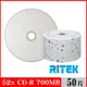 RITEK錸德 52X CD-R白金片 珍珠白滿版可列印/50片裸裝