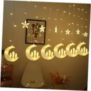 Moon Star and Fairy Tale Castle String Lights, 138 LED Muslim Curtain Fairy