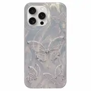 For iPhone 13 Pro Max Dual-sided Silver-printed IMD PC + TPU Phone Case - Butterfly