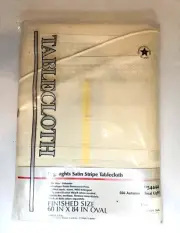 Vintage Sears Ecru Oval Tablecloth 60" x 84" New in Package 100% Polyester