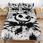 a1570 The Nightmare Before Christmas Duvet Cover Set, 3 Piece Bedding Set 86x70" Double Sided Printing Decorative Comforter Cover Set (1 Duvet Cover +
