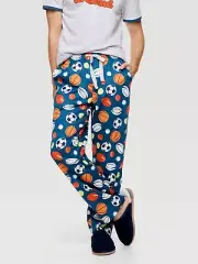 Peter Alexander Various Sport Balls Print Long Cotton Classic Pj Pants Size M