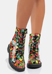 [Betsey Johnson] Elite Floral Combat Boots