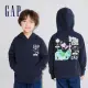 【GAP】男童裝 Gap x JEREMY VILLE聯名 Logo印花刷毛帽T-海軍藍(847290)