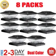 8 Black 4 x 4 Solar Post Lights Outdoor Deck Cap Fence Vinyl