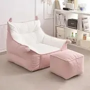 Bean Bag Chair Cover (No Filler) Giant Bean Bag Chair Sofa for Adults Teens, Comfortable Lambswool Large Bean Bag Chairs with Armrests for Bedroom Living Room Kids Furniture(Pink,One Set)