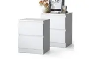 Oikiture Bedside Tables Set of 2 Nightstand Side Table White