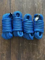 4 Pack Blue 1/2 Inch 15FT Quality Double Braid Nylon Boat Dock Line Mooring Rope
