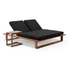 Arcadia Double Aluminium Sun Lounge In Teak Look With Slide Under Side