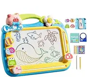 Magnetic Writing Board - Writing Pad for Kids | Kids' Doodle & Scribble Boards | Magnetic Cartoon Doodle Board with 2 Pens | Kids Writing Board | Toddler Magnetic Drawing Board with 4 Stamps for Boys