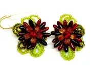 Gorgeous Michal Negrin colourful Beads Flowers Clip-On Earings.