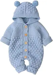 [Generic] Baby Sweater 12 Months Knit Infant Outwear Jumpsuit Baby Winter Coat Hooded Girl Boy Warm Boys Coat&Jacket Toddler Boy Summer Clothes