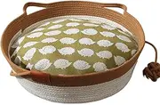 Pet Basket,Woven Rope Cat Basket | Soft Weaving Nest with Removable Cushion for Indoor Outdoor Bedside Offices Room Use