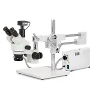 3.5X-180X Simul-Focal Stereo Zoom Microscope +Fiber Ring Light + 3MP Camera USB3