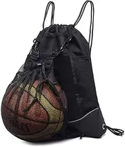 STAY GENT Drawstring Basketball Backpack for Boys, Foldable Soccer Backpack Gym Bag Sackpack Sports Sack with Detachable Ball Mesh Bag for Volleyball Baseball Yoga