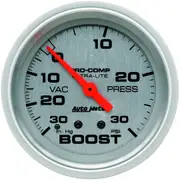 Auto Meter Gauge Ultra-Lite Vacuum/Boost 2 5/8 in. 30 in. Hg/30psi Mechanical Analog Each AMT-4403