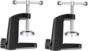Abaodam 2pcs Aluminum Alloy C Type Table Light Metal Clamp Microphone Bracket Holder Base Sturdy Clip for Home Studio Use Durable Fixed Clip with Fine Workmanship Black