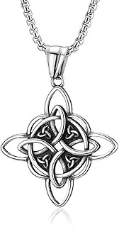 [UMtrade] Men Women Stainless Steel Vintage Viking Triquetra Trinity Celtic Knot Necklace Nordic Amulet Jewelry