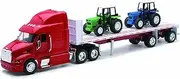 NewRay 10283A Peterbilt 387" with 2 Farm Tractors Model Truck