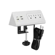Nightstand Edge Mount Power Strip with USB-C Ports Tabletop Surge Protector D...