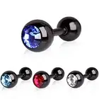 Titanium Plated Tragus Bar Stud Piercing with Press Fit Gem Ball