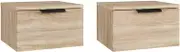 vidaXL 2X Wall-Mounted Bedside Cabinets Indoor Bedroom Floating Hung Drawer Storage Wall Unit Nightstand Home Organiser Furniture Sonoma Oak
