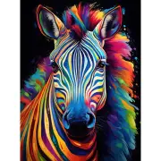 Rainbow Striped Zebra Colourful Vibrant Bold Psychedelic Art Poster Print Giant