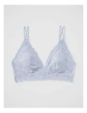 [Aerie] Show Off Rosey Lace Padded Plunge Bralette in Monaco Blue