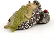 Top Collection 4408 Miniature Fairy Garden & Terrarium Hedgehog Sleeping with Leaf Blanket Statue, Small