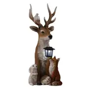 Solar Garden Light Outdoor Decor Deer Statue with Solar Light Hand Painted Animals Resin Decoration