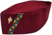 [INDIAN MODERN ART] Uttarakhand Pahadi Topi Handcrafted Cultural Cotton and Woolen Cap Mountain Hat for Men and Women Uttarkhand Traditional - Pack of 1 Cap (Maroon), Maroon, Medium