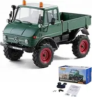 FMS 1/24 RC Crawler, FCX24 Mercedes-Benz Unimog 421 4X4 RC Rock Crawler, 2.4Ghz Hobby Grade RC Car Model Off Road Vehicle RTR for Adults with 7.4V 380mAh Battery, Green