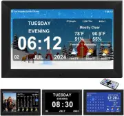 WiFi Digtial Calendar Clock with Day and Date Alarm 10.1 Inch Black, Black