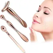 Metal Eye Cream Applicator Wand Stick, 3Pcs Eye Cream Massage Sticks, Facial Massager for Applicator, Reduce Puffiness, Skin Firming, Lifting (Rose Gold)