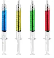 Syringe Ballpoint Pen 4 Color Ink Blue Bulk Novelty Blood Fun Gift Novelty Blood Syringe Ballpoint Pen Injection Pens for Nurse Costumes - 4 Color