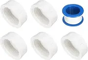 uxcell 5Pcs 1-1/4 Inch PT Female Thread PVC Pipe Fitting Cap, Cleanout Water Drain End Caps, Pipe Plug Socket Fittings with Tape for Water Heater Supply Lines, Plumbing, White