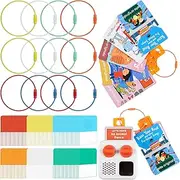 Shimeyao Card Holder Compatible with Yoto Cards Rings and Tabs 120 Pcs Colorful Self Adhesive Tab with 12 Pcs Multicolor Ring Loops Travelling Carrier for Kids and Classifying Organizing Storage