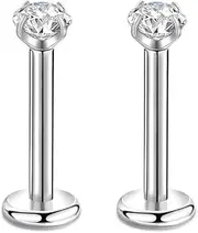 [Candyfancy] 18G G23 Titanium 2.5/3/4mm Cubic Zirconia 6/8/10mm Bar Internally Threaded Labret Studs Monroe Lip Labret Studs Helix Cartilage Tragus Helix Earrings Piercing