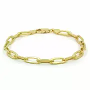 14k Yellow Gold 3mm Paperclip Chain Rolo Elongated Link Cable Bracelet Womens 7"