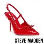 STEVE MADDEN-REVERB 綁帶尖頭鉚釘細跟高跟鞋-鏡紅色